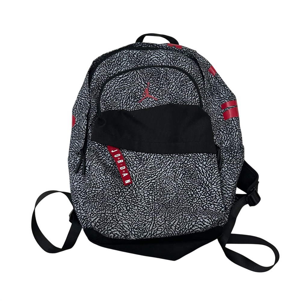 Jordan Elephant Print Backpack Grey Black Red Jumpman School Bag‎ 9A0172-G3A
